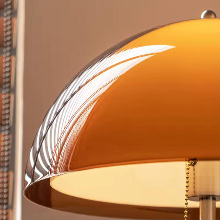 Modern Floor Lamp with Amber Acrylic Dome | Stylish Standing Lamp for Cozy Living Room Ambiance 7
