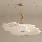 Alabaster Collection | Cloud Chandelier with Cast Brass Branch | Ambient Glow Lighting Fixture for Dining Rooms 0