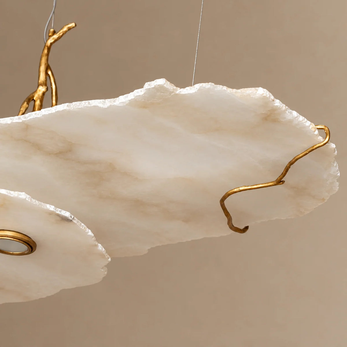 Alabaster Collection | Cloud Chandelier with Cast Brass Branch | Ambient Glow Lighting Fixture for Dining Rooms 2