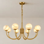 Alabaster Collection | Modern Chandelier Light with Hand-Carved Globes | Elegant Design for Dining Room Ambiance 2