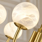 Alabaster Collection | Modern Chandelier Light with Hand-Carved Globes | Elegant Design for Dining Room Ambiance 3