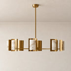 Alabaster Collection | Round Chandelier with Natural Stone Diffusers | Multi-Arm Design for Elegant Lighting 0