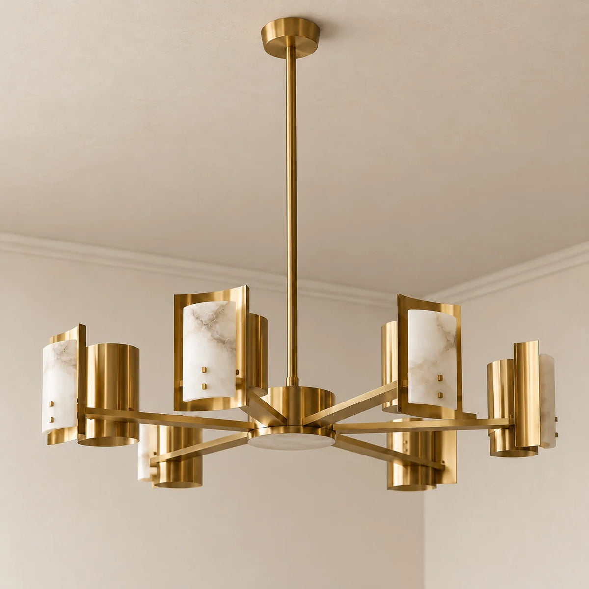 Alabaster Collection | Round Chandelier with Natural Stone Diffusers | Multi-Arm Design for Elegant Lighting 2