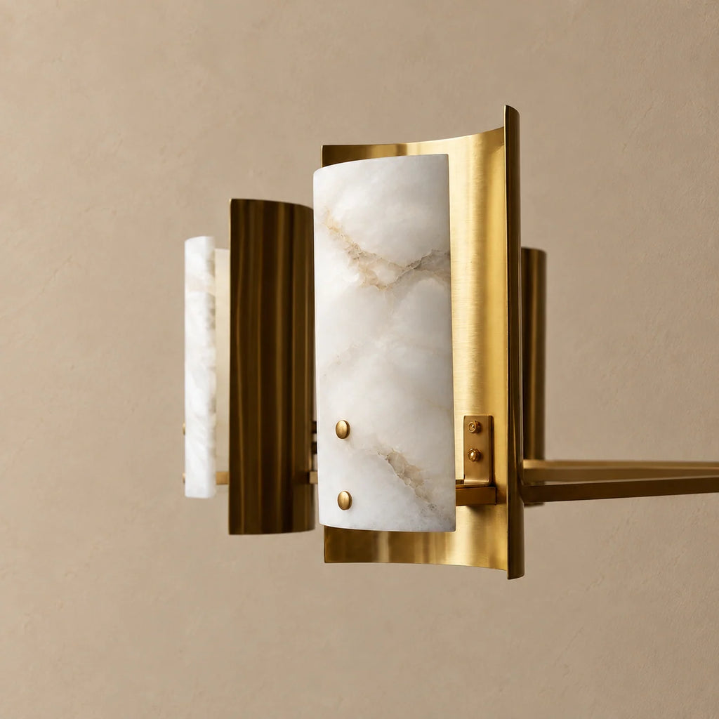 Alabaster Collection | Round Chandelier with Natural Stone Diffusers | Multi-Arm Design for Elegant Lighting 6