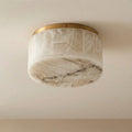 Alabaster Collection | Round Flush Mount Ceiling Light with Hand-Turned Alabaster Drum | Ambient Warm Lighting for Hallways and Bedrooms 0
