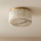 Alabaster Collection | Round Flush Mount Ceiling Light with Hand-Turned Alabaster Drum | Ambient Warm Lighting for Hallways and Bedrooms 0