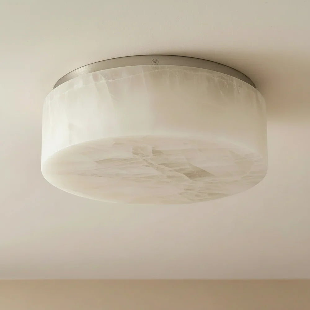 Alabaster Collection | Round Flush Mount Ceiling Light with Hand-Turned Alabaster Drum | Ambient Warm Lighting for Hallways and Bedrooms 5
