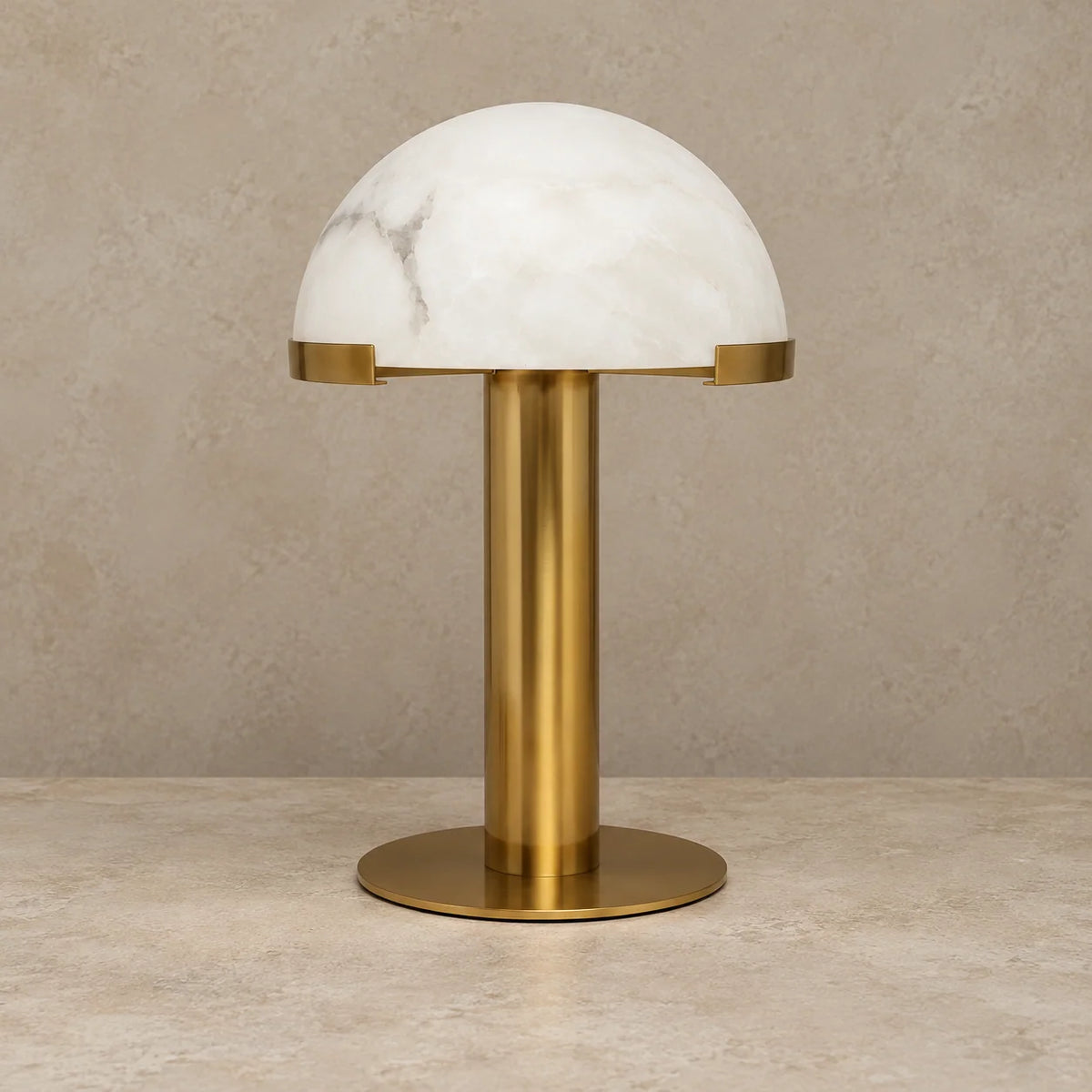 Alabaster Collection | Table Lamp with Brass Column & Warm Light Diffusion | Elegant Bedside or Living Room Lighting 0