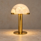 Alabaster Collection | Table Lamp with Brass Column & Warm Light Diffusion | Elegant Bedside or Living Room Lighting 1