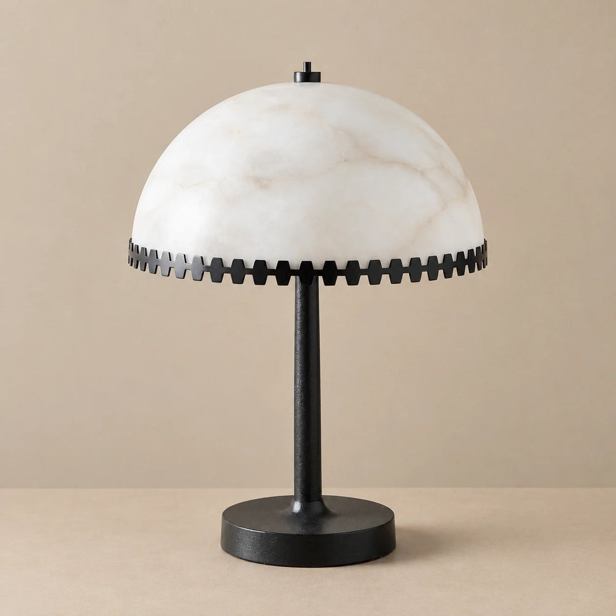 Alabaster Collection | Table Lamp with Hand-Carved Stone Dome & Steel Trim | Minimalist Lighting for Warm Ambiance 0