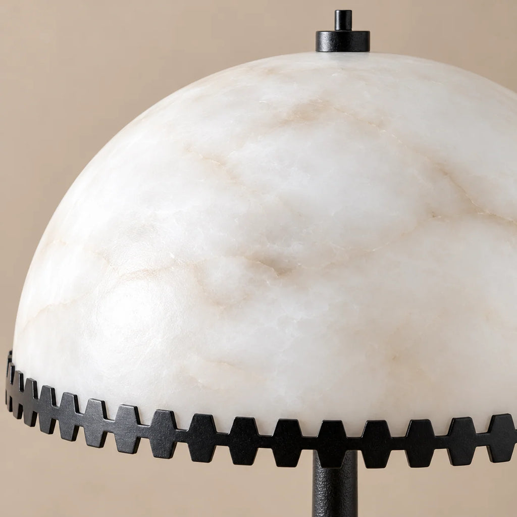 Alabaster Collection | Table Lamp with Hand-Carved Stone Dome & Steel Trim | Minimalist Lighting for Warm Ambiance 2