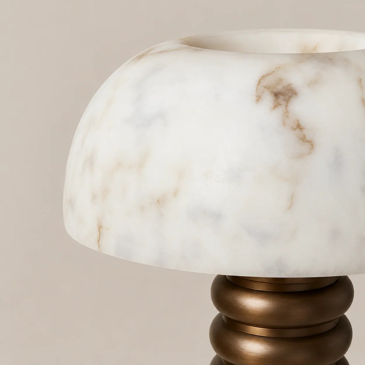 Alabaster Collection | Table Lamp with Natural Stone Dome & Stainless Steel Base | Warm White Light for Elegant Living Room Decor 2