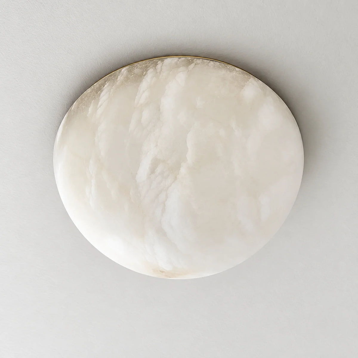 Alabaster Dome Flush Mount Ceiling Light with Brushed Brass Base | Soft Ambient Glow for Hallways & Bedrooms 0