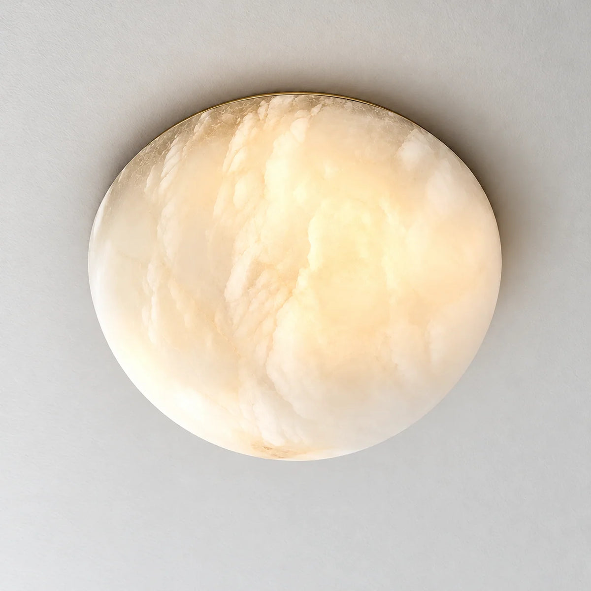 Alabaster Dome Flush Mount Ceiling Light with Brushed Brass Base | Soft Ambient Glow for Hallways & Bedrooms 1