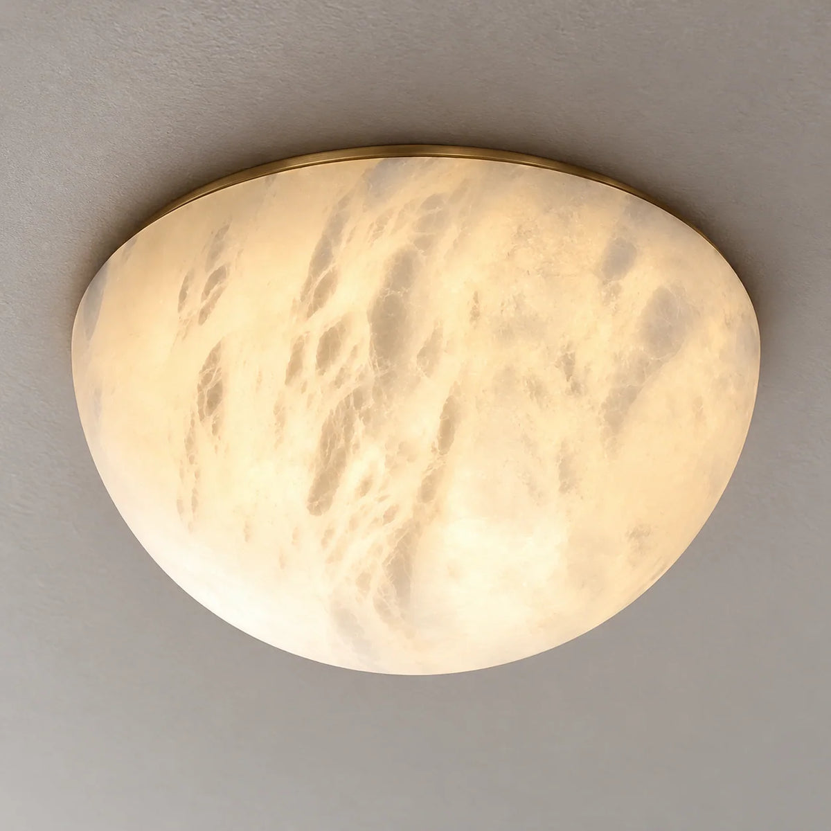 Alabaster Dome Flush Mount Ceiling Light with Brushed Brass Base | Soft Ambient Glow for Hallways & Bedrooms 2
