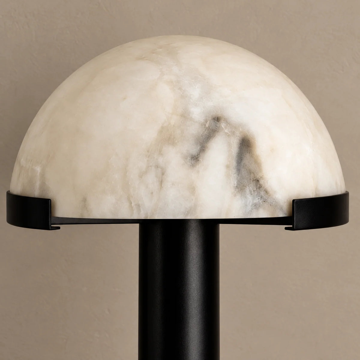 Alabaster Dome Table Lamp with Black Column | Natural Stone Lighting for Ambient Contrast 2