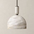 Alabaster Dome | Pendant Light with Adjustable Fabric Cable | Elegant Pendant Lighting for Kitchen Island 0