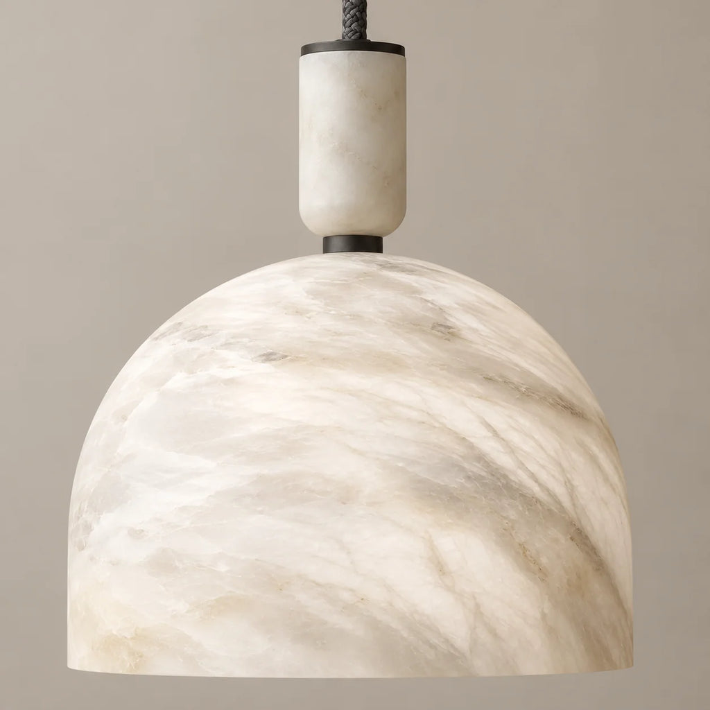 Alabaster Dome | Pendant Light with Adjustable Fabric Cable | Elegant Pendant Lighting for Kitchen Island 2