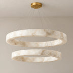 Alabaster Glow | Modern Chandelier Light with Adjustable Height & LED | Black Stainless Steel for Warm Ambient Lighting 0