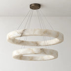 Alabaster Glow | Modern Chandelier Light with Adjustable Height & LED | Black Stainless Steel for Warm Ambient Lighting 1