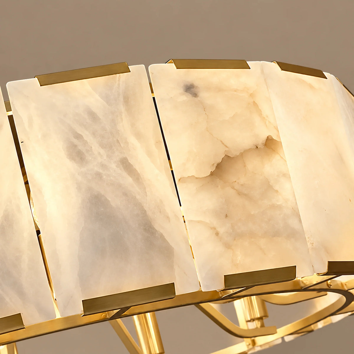 Alabaster Halo Collection | Round Alabaster Chandelier with Solid Brass Frame | Ambient Lighting Fixture for Dining and Living Spaces 2