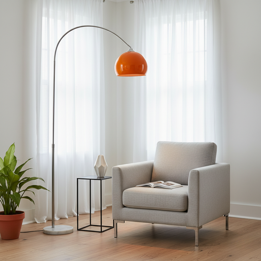 Arc Floor Lamp | Modern Dome Shade with Adjustable Height | Stylish Lighting for Cozy Living Spaces 0