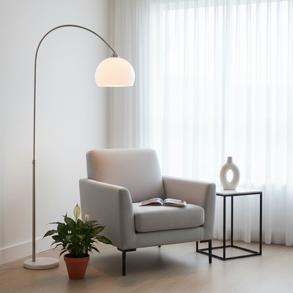 Arc Floor Lamp | Modern Dome Shade with Adjustable Height | Stylish Lighting for Cozy Living Spaces 1