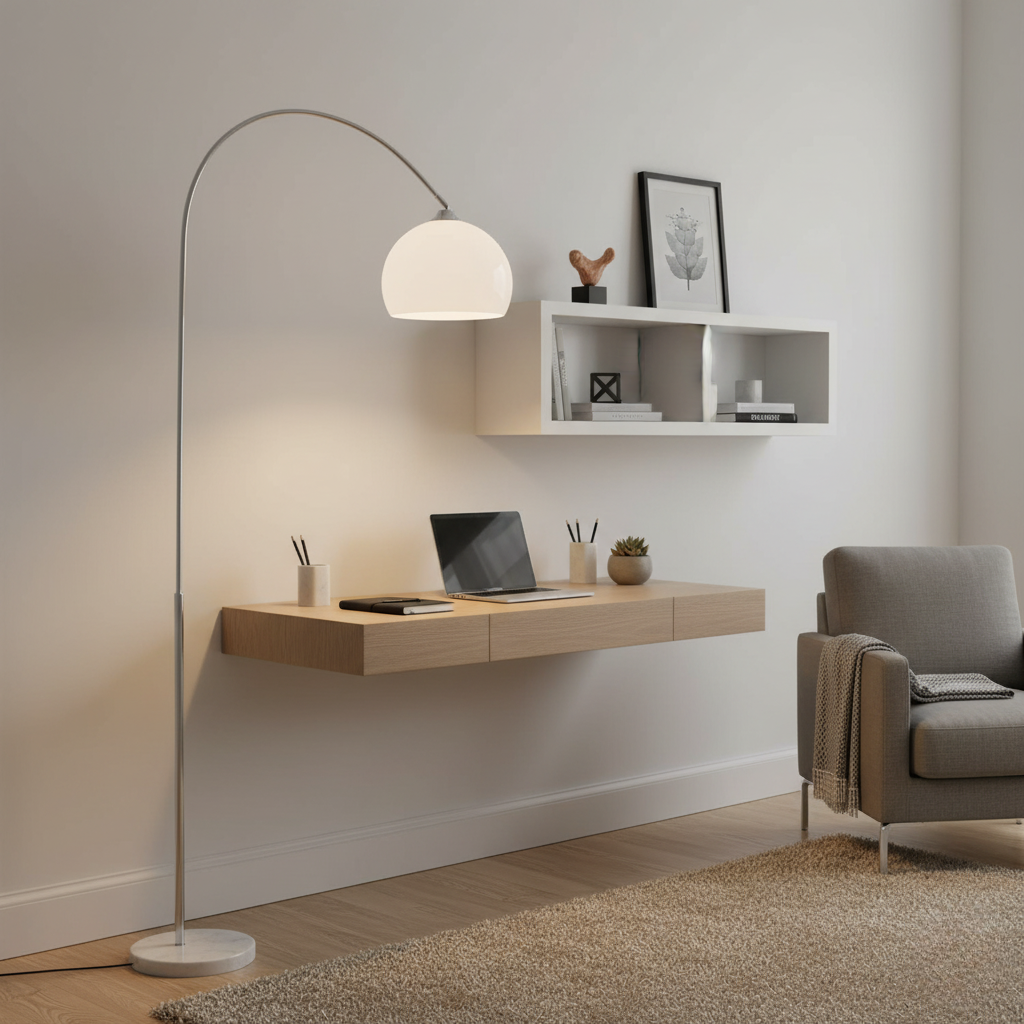 Arc Floor Lamp | Modern Dome Shade with Adjustable Height | Stylish Lighting for Cozy Living Spaces 3