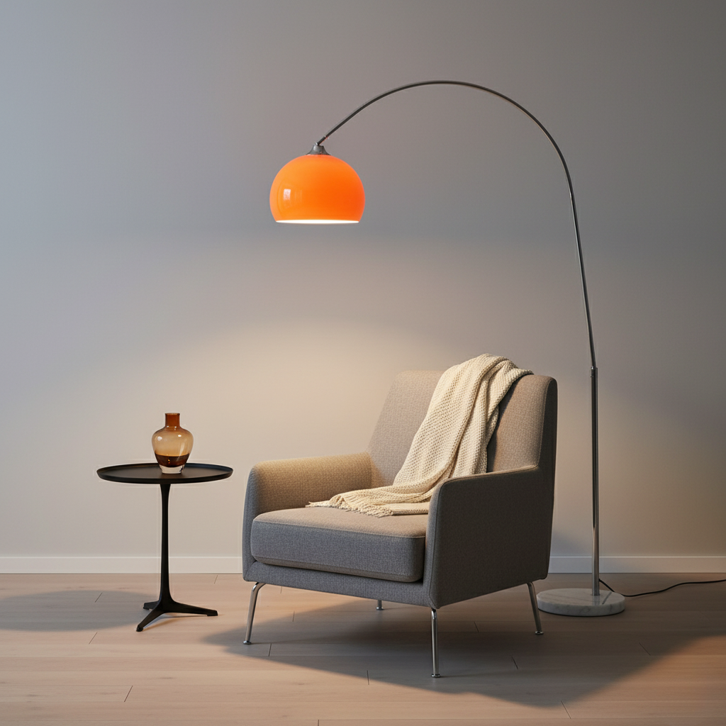 Arc Floor Lamp | Modern Dome Shade with Adjustable Height | Stylish Lighting for Cozy Living Spaces 4