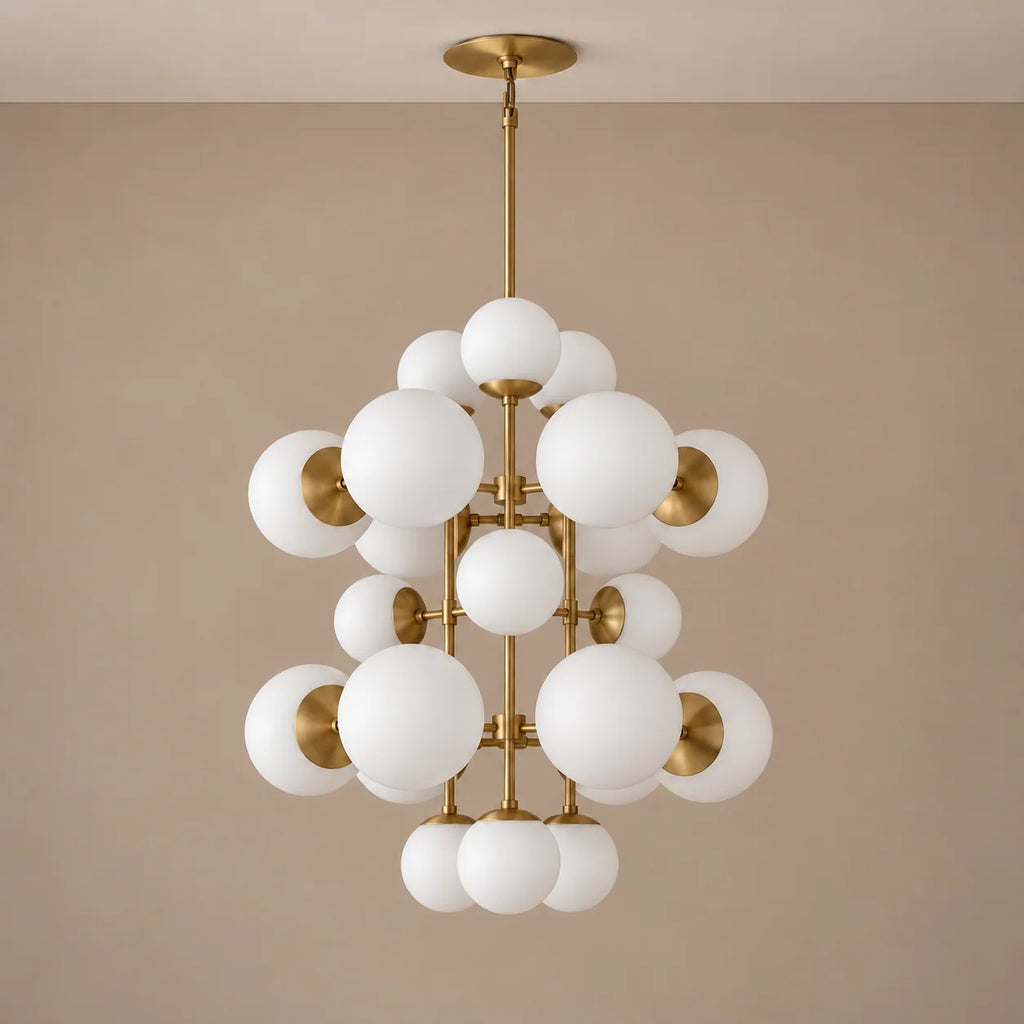 Aventino | Modern Chandelier Light with Alabaster Spheres | Elegant Design for Ambient Dining Room Illumination 0