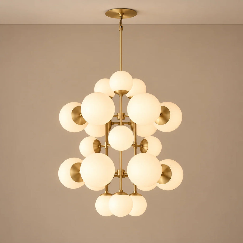 Aventino | Modern Chandelier Light with Alabaster Spheres | Elegant Design for Ambient Dining Room Illumination 1