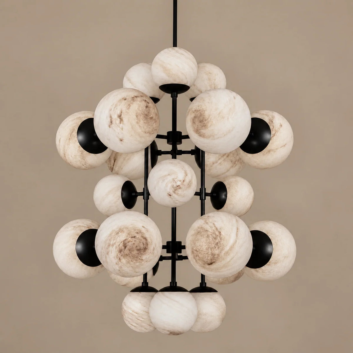 Aventino | Modern Chandelier Light with Alabaster Spheres | Elegant Design for Ambient Dining Room Illumination 4