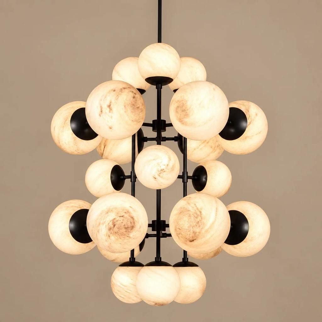 Aventino | Modern Chandelier Light with Alabaster Spheres | Elegant Design for Ambient Dining Room Illumination 5