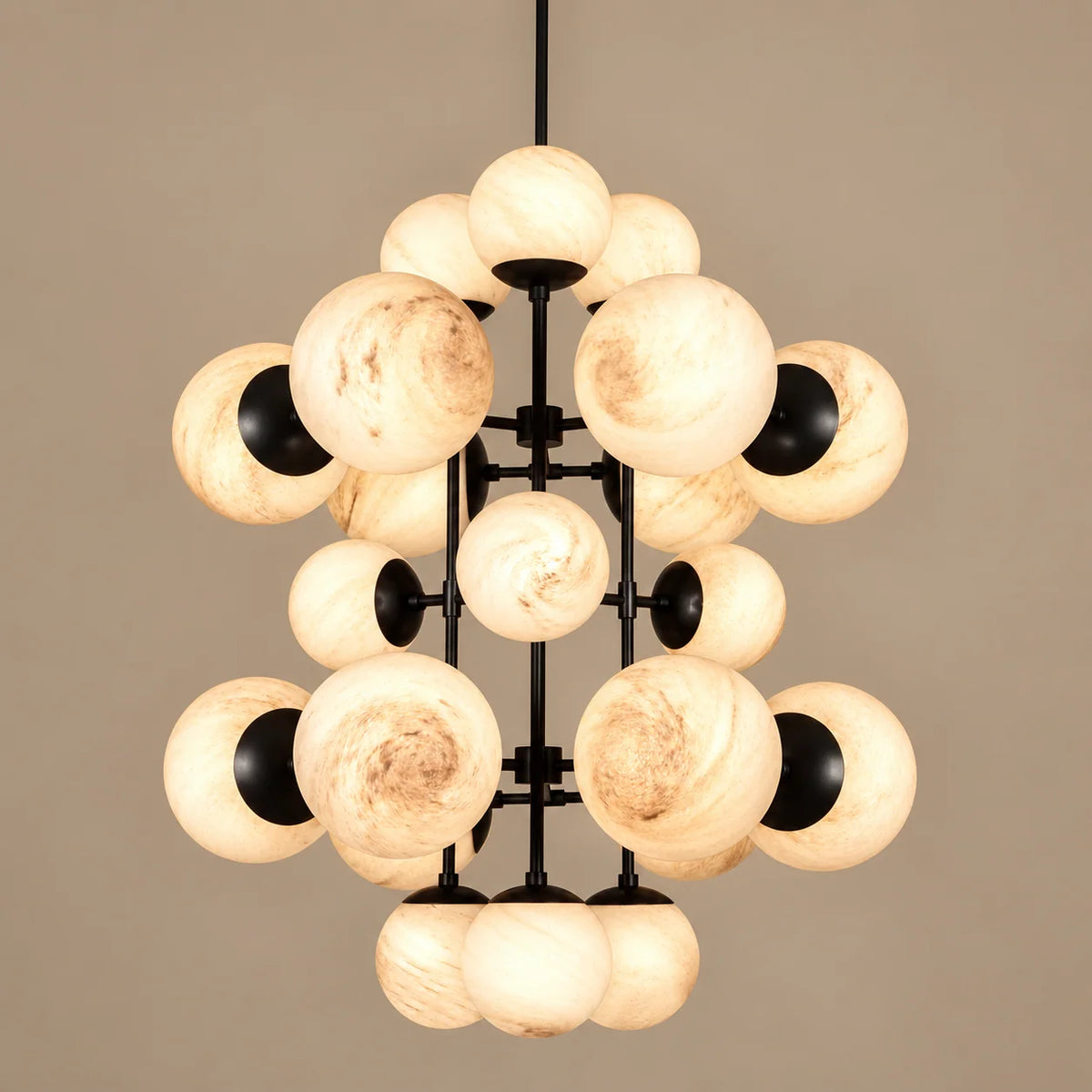 Aventino | Modern Chandelier Light with Alabaster Spheres | Elegant Design for Ambient Dining Room Illumination 5