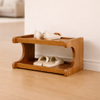 Bamboo Shoe Organizer | Scandinavian 2-6 Tier Rack with Moisture-Resistant Surface | Stylish Entryway Shoe Storage Solution 0