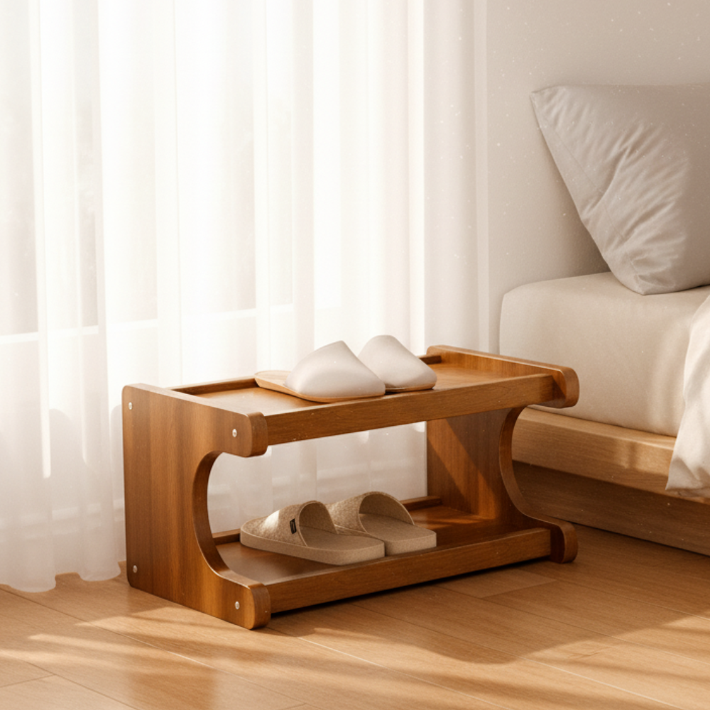 Bamboo Shoe Organizer | Scandinavian 2-6 Tier Rack with Moisture-Resistant Surface | Stylish Entryway Shoe Storage Solution 1