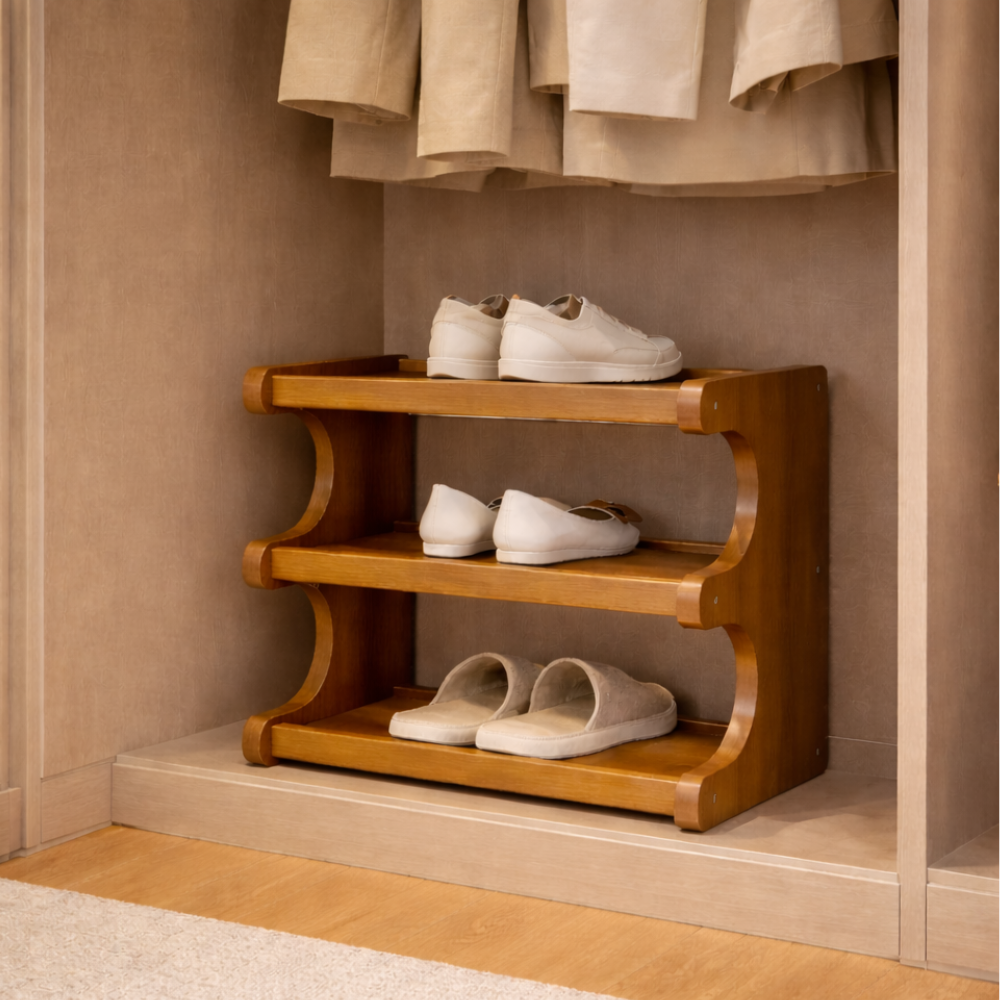 Bamboo Shoe Organizer | Scandinavian 2-6 Tier Rack with Moisture-Resistant Surface | Stylish Entryway Shoe Storage Solution 4