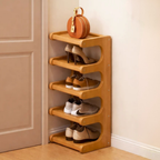 Bamboo Shoe Organizer | Scandinavian 2-6 Tier Rack with Moisture-Resistant Surface | Stylish Entryway Shoe Storage Solution 9