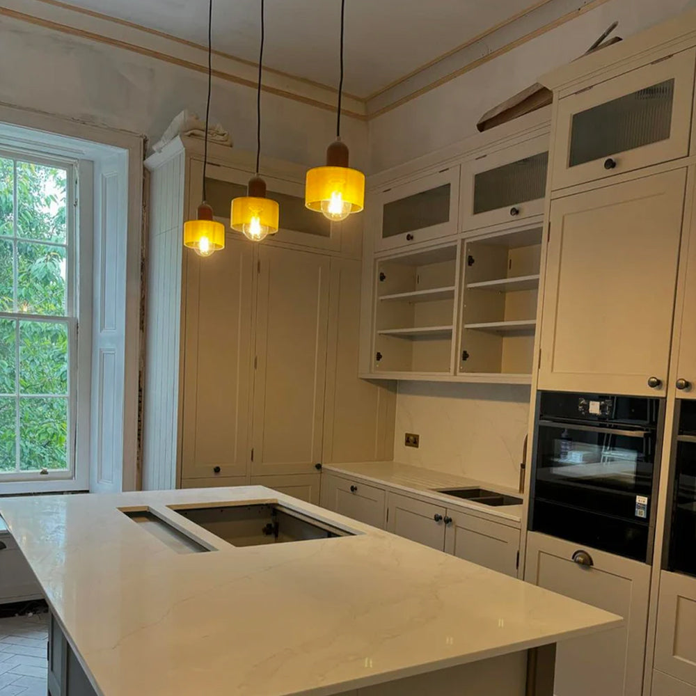 Bauhaus Collection | Glass Pendant Light with Adjustable Height | Modern Kitchen Pendant Lighting for Elegant Illumination 5
