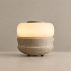 CLHARF Collection | Table Lamp with Frosted Glass Dome | Elegant Marble and Travertine Design for Cozy Ambient Lighting 1