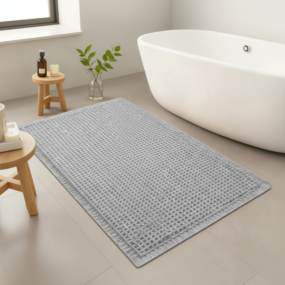 Cozy Retreat | Non-Slip Bath Mat with Waffle Design & Super Absorbent Microfiber for Comfort 1
