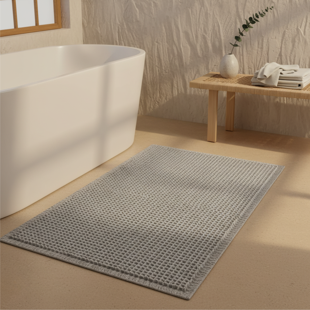 Cozy Retreat | Non-Slip Bath Mat with Waffle Design & Super Absorbent Microfiber for Comfort 3