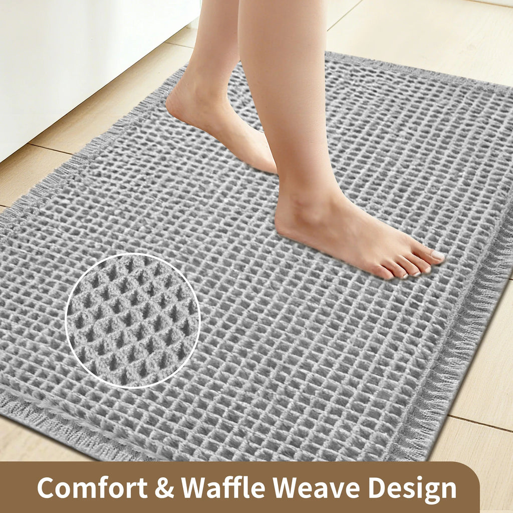 Cozy Retreat | Non-Slip Bath Mat with Waffle Design & Super Absorbent Microfiber for Comfort 5