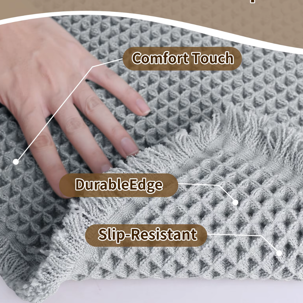 Cozy Retreat | Non-Slip Bath Mat with Waffle Design & Super Absorbent Microfiber for Comfort 6