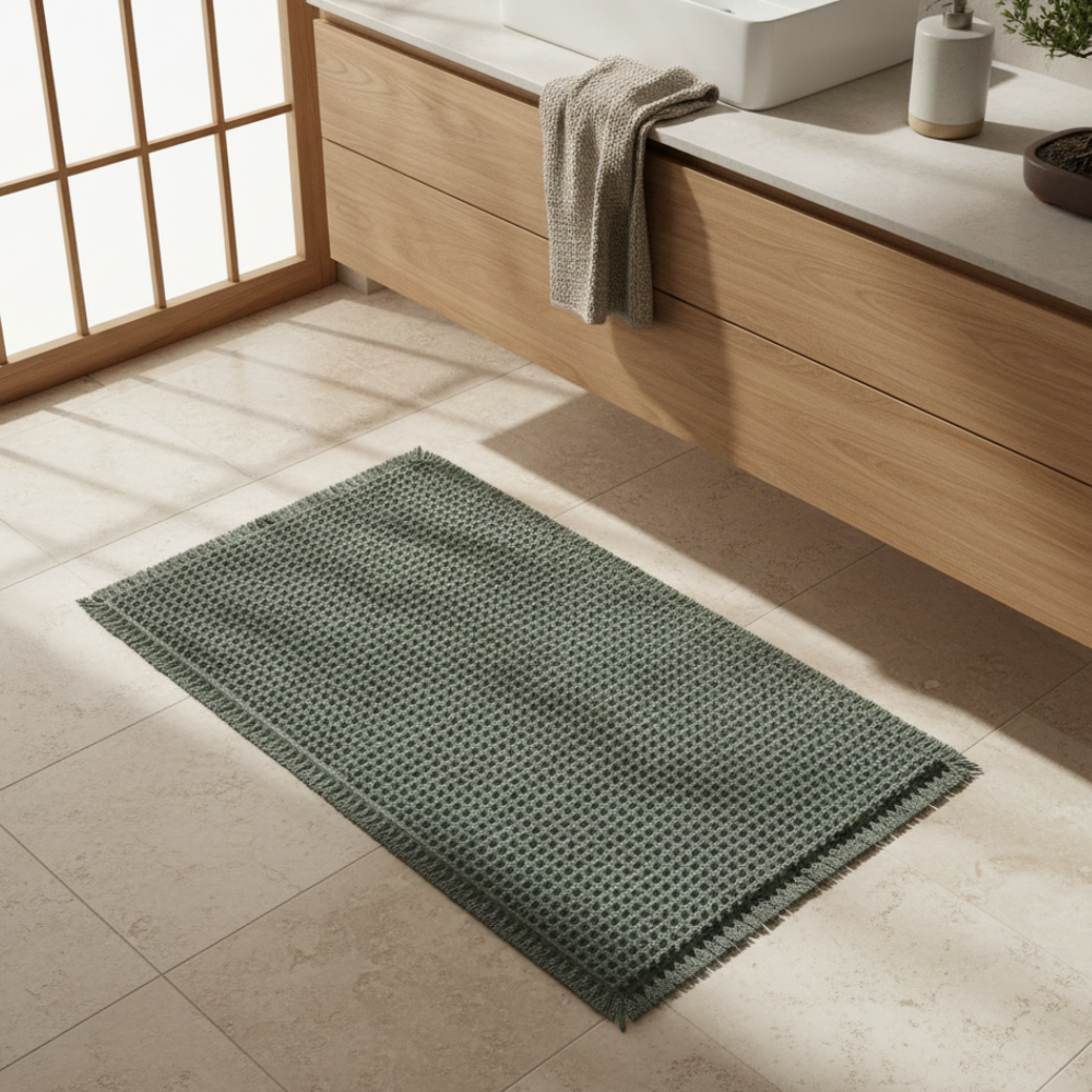 Cozy Retreat | Non-Slip Bath Mat with Waffle Design & Super Absorbent Microfiber for Comfort 9