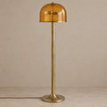 Crackle Collection | Modern Floor Lamp with Amber Glass Dome & Aged Brass Base | Stylish Ambient Lighting for Living Room 0