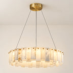 Elegant Alabaster Chandelier Light with Adjustable Height | Modern Design for Dining Room Ambiance 2
