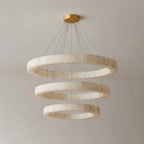 Elegant Alabaster Chandelier | Modern 3-Tier Light Fixture with Adjustable Height for Dining Rooms 0