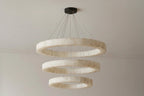Elegant Alabaster Chandelier | Modern 3-Tier Light Fixture with Adjustable Height for Dining Rooms 2