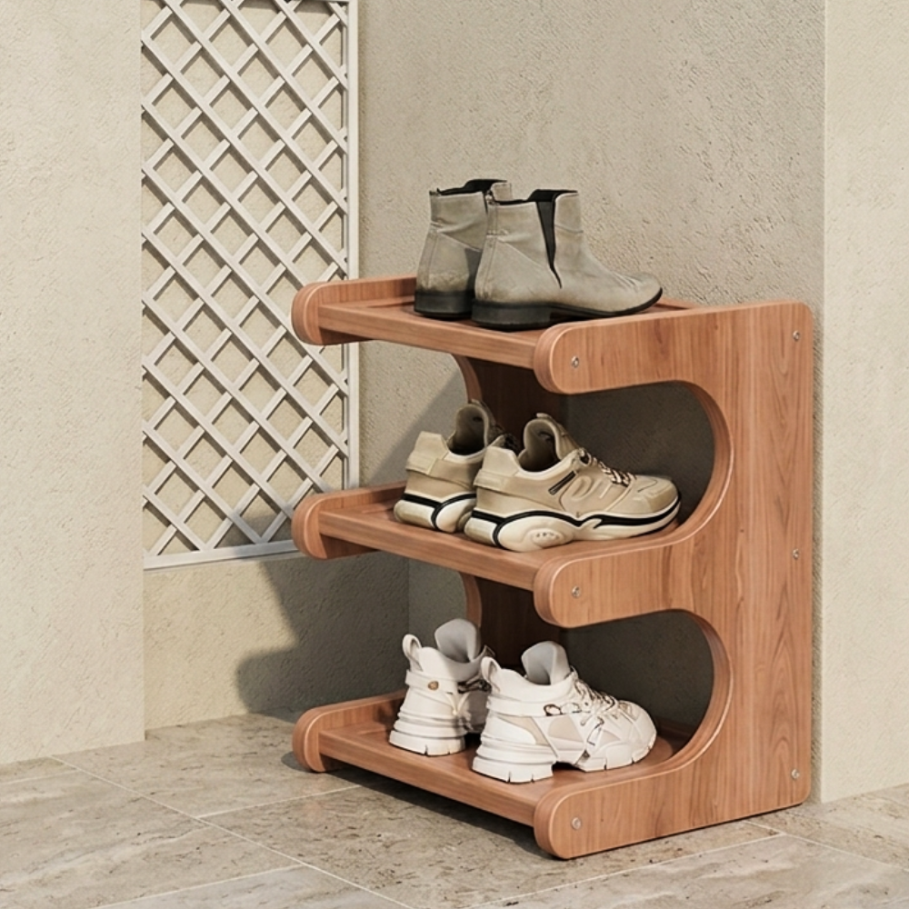 Elegant Bamboo Shoe Rack | Modern Minimalist Shoe Organizer with Customizable Tiers | Stylish Storage Solution for Clutter-Free Living 4